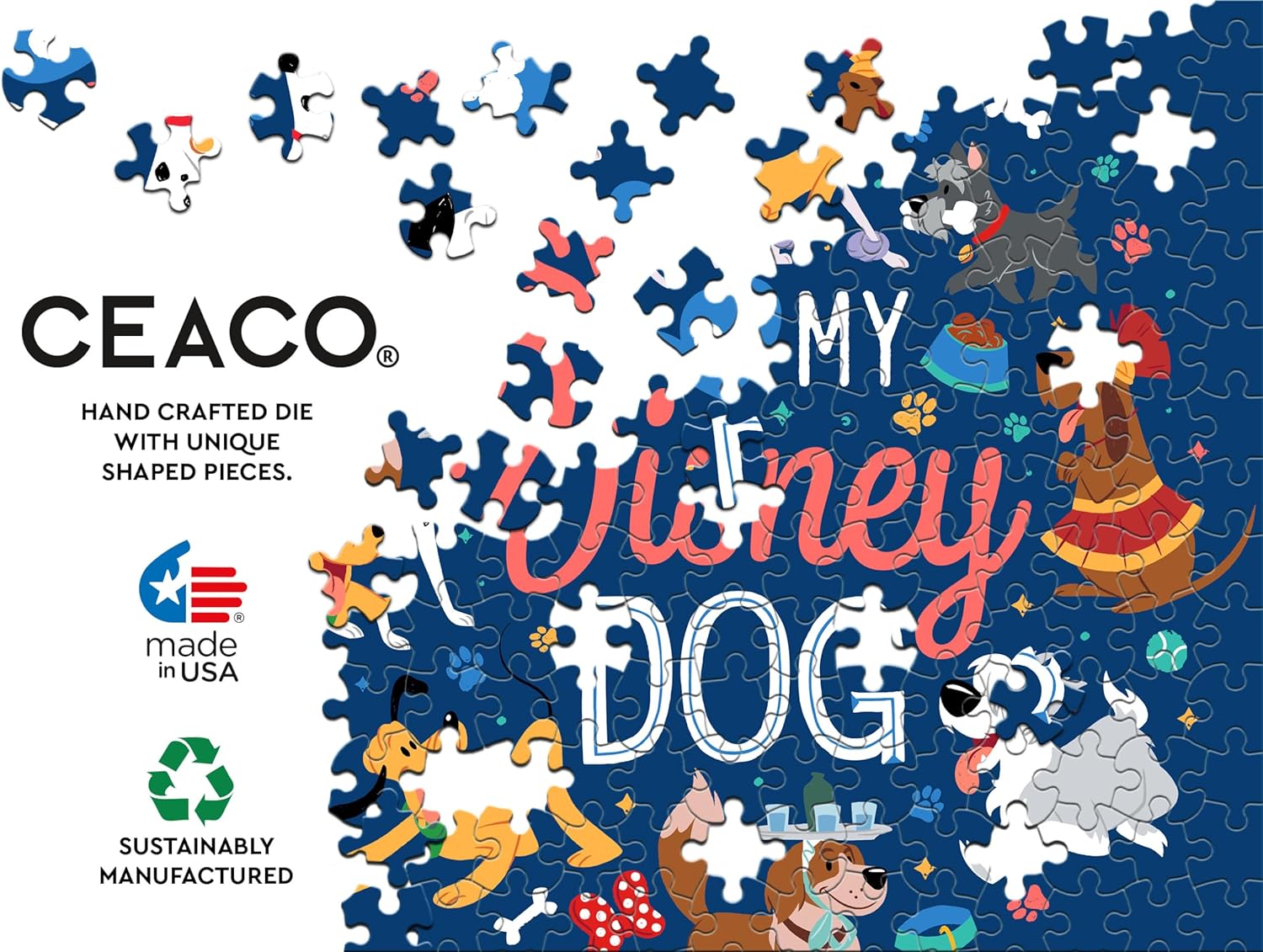 Ceaco - Disney Cats and Dogs - I Love My Disney Dog - 200 Piece Puzzle for Families - Challenging and Perfect for Game Nights - Finished Puzzle Size 15 x 15