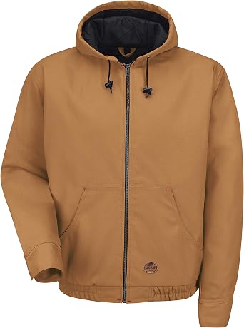 Red Kap Mens Blended Duck Zip Front Hooded Jacket