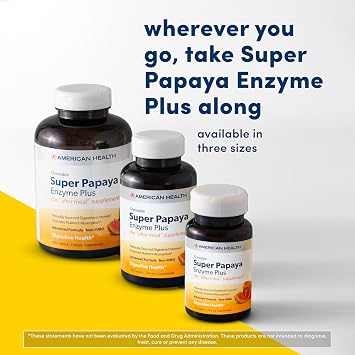 American Health Super Papaya Enzyme Plus Chewable Tablets, 360 Count