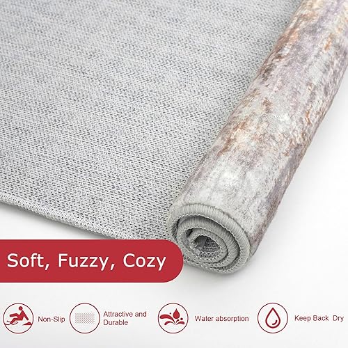 Miniatura 5 de KOZYFLY Alfombra moderna abstracta de 3 x 5 pies, lavable, multicolor, tapete de entrada, antideslizante, resistente a las manchas, alfombra de