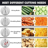 Vista 3 de Geedel Rotary Cheese Grater - Upgraded Vegetable Shredder with 4 Interchangeable Blades, Easy to Clean Cheese Shredder with Handle, Kitchen Grater