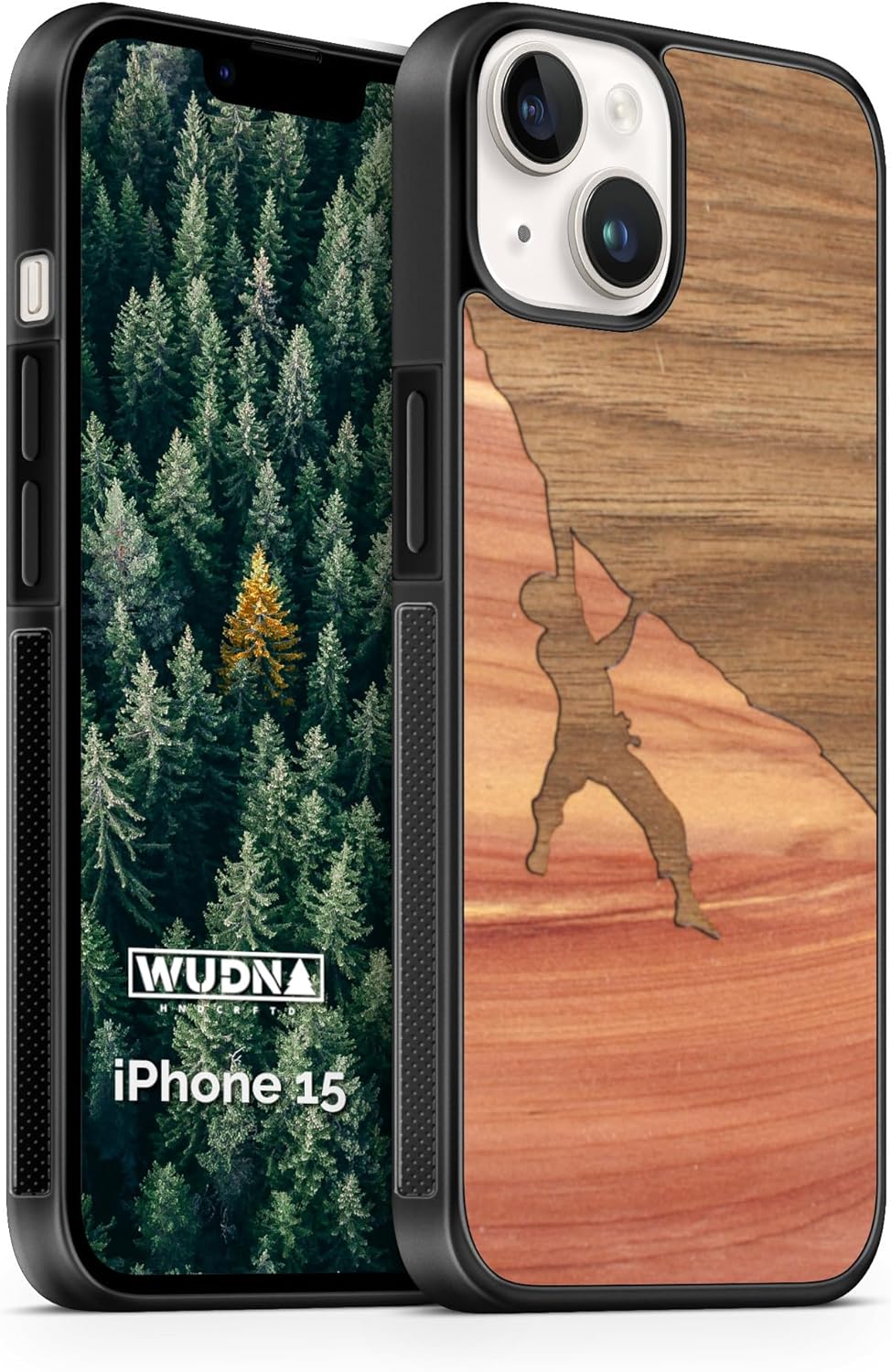 WUDN Slim Wooden Phone Case (Rock Climber Cedar Sky) Compatible with iPhone 15 with MagSafe