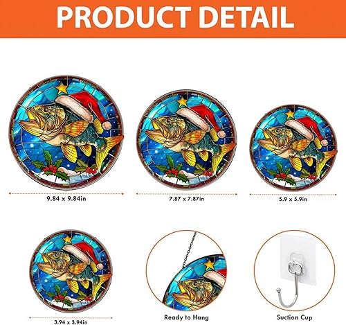 Miniatura 8 de Halibut Fish Stained Glass Sun Catcher, Handcrafted Window Hanging, Unique Wall Decor for Home, Perfect Housewarming Gift, Charming Nautical Accent