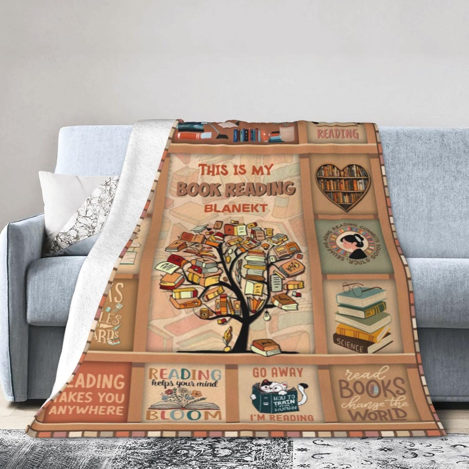 Book Lovers Gifts Blanket for Women, Bookworm Librarian Readers Booklover Bookish Gift, Books Lover Throw Blanket, Reading Accessorie Blankets Present For Birthday Christmas (Book Lovers-2, 80"X60")