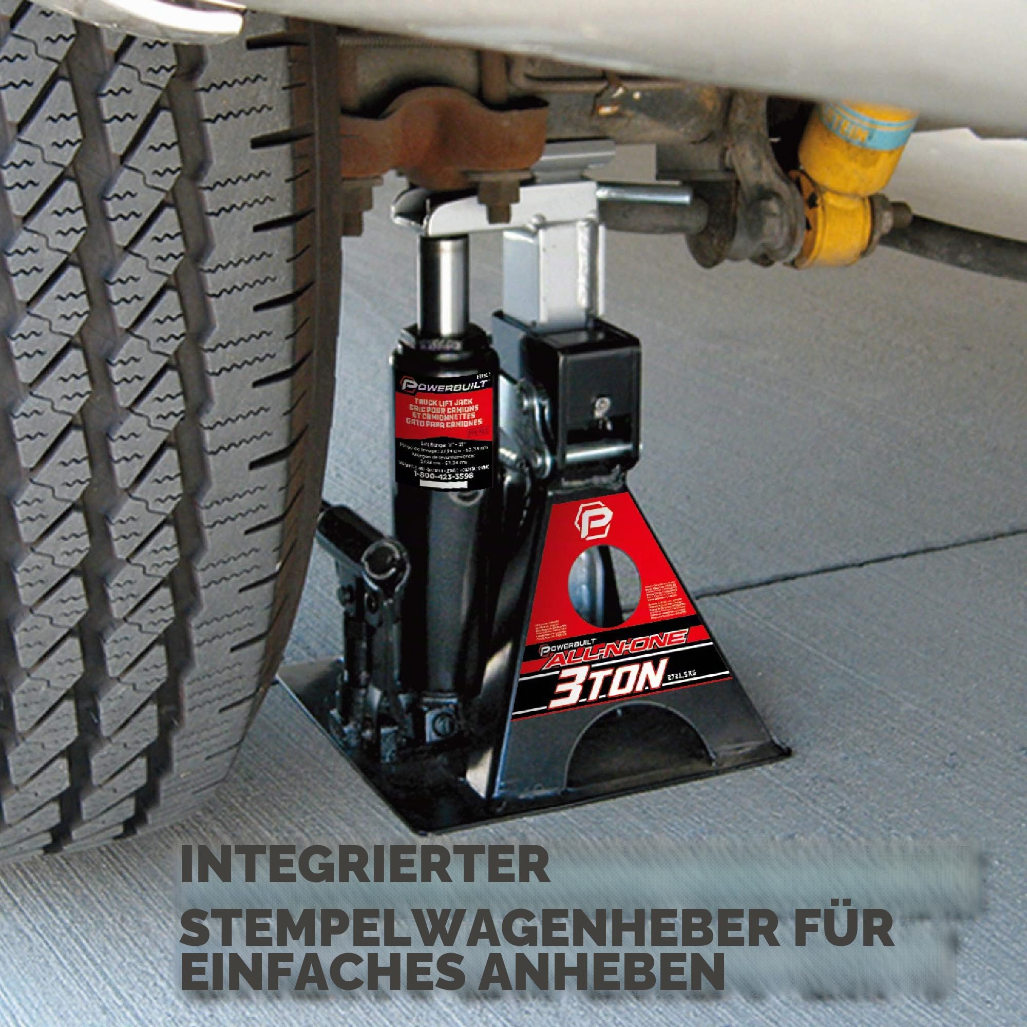 Powerbuilt 3 Tonnen, Wagenheber und Wagenheberständer in einem, 2721,6 kg All-in-One Auto Lift, Heavy Duty Fahrzeug Unijack, 640912