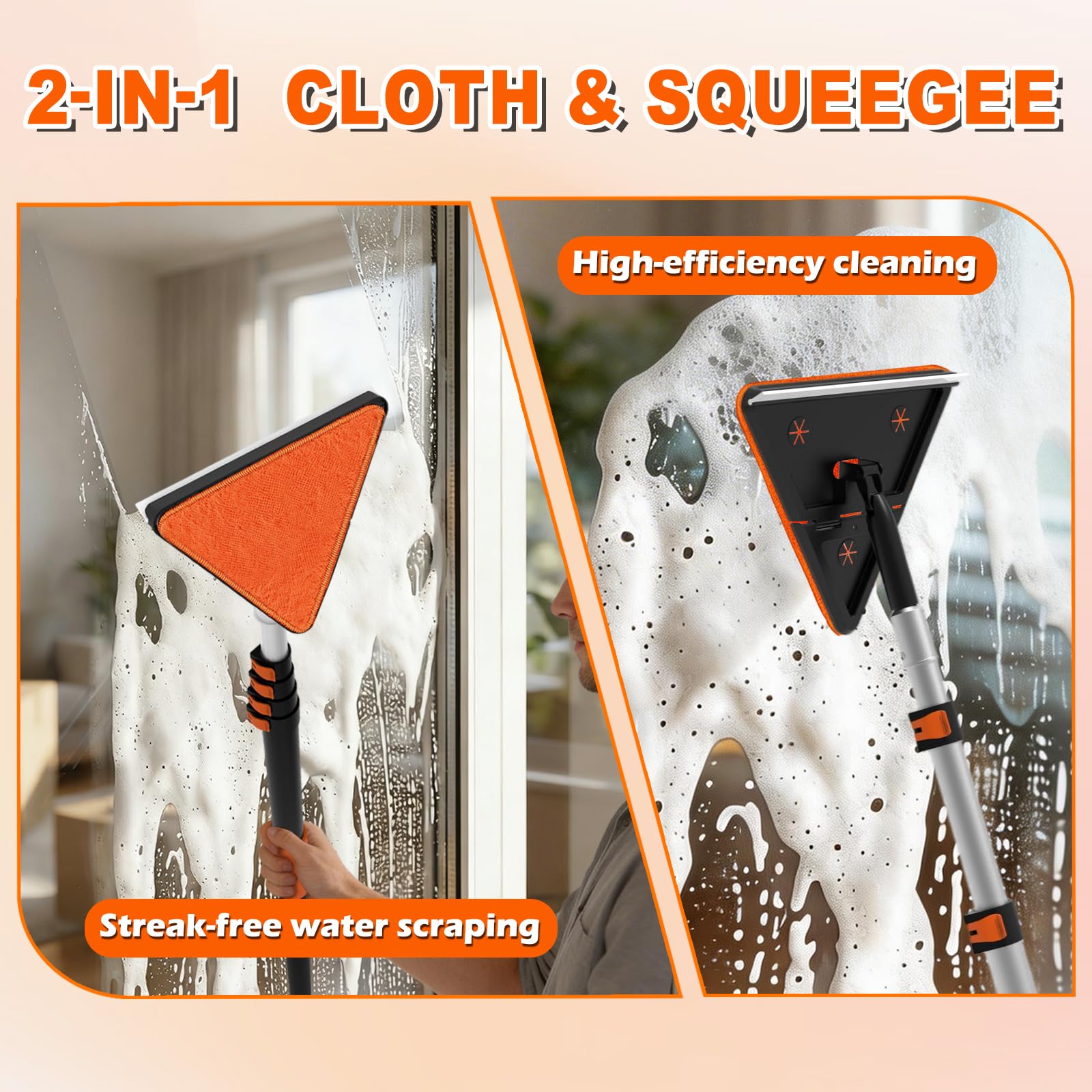SISUPASSIE Kit per spolverare piume estensibili da 6 m, kit per pulire pareti e finestre con asta estensibile professionale, spolverino lavabile a lungo raggio per la pulizia di finestre, ragnatele e