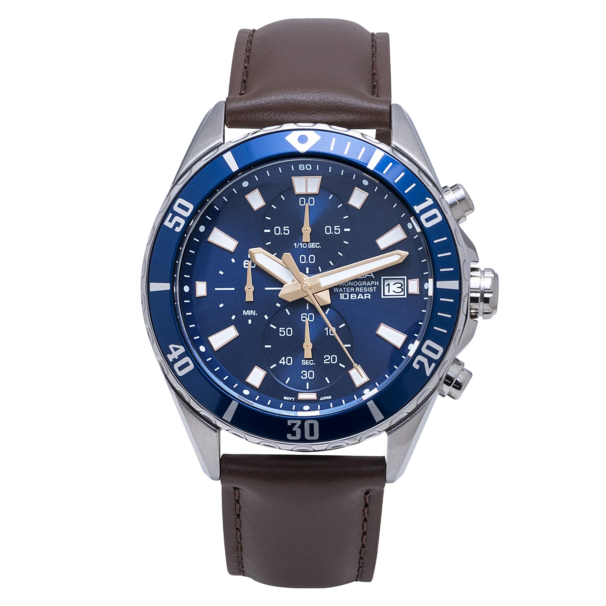 Alba Leather Mens Analog Wristwatch Am3813X1, Band Color:Brown, Dial_blue (B08DB7FTJM) Amazon Price History, Amazon Price Tracker