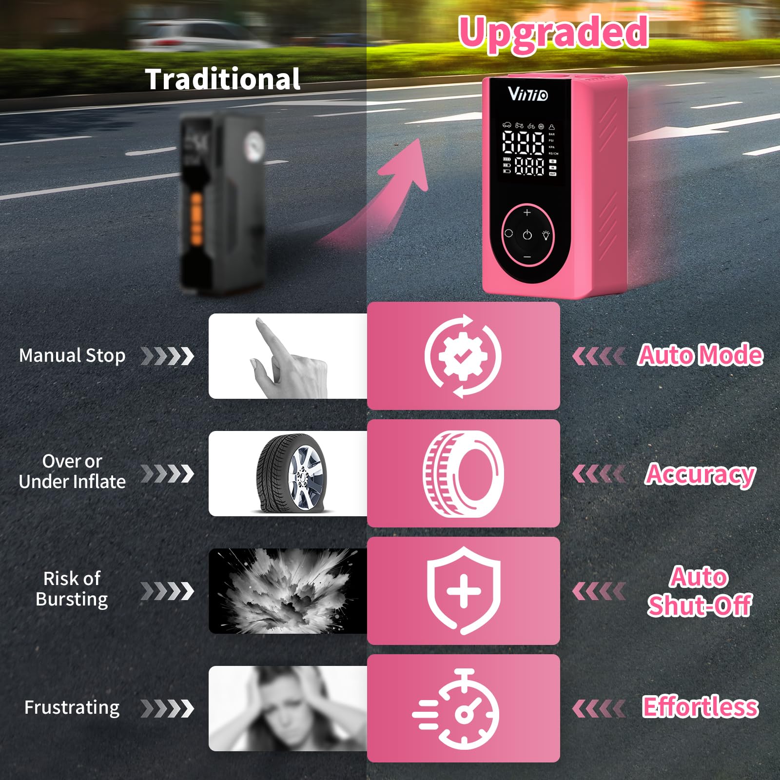 Vinid Tire Inflator Portable Air Compressor LED Digital Display Auto Shut-Off 5 Models 150 PSI Air Pump for — view 6