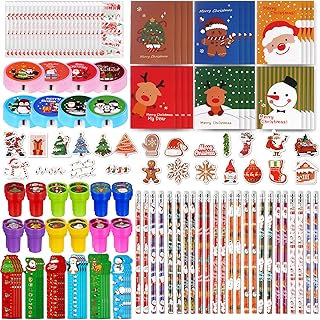 Grencian 168pcs Christmas Party Favors Stationery Set Gift for Kids Exchange Gfits Class Reward for Classroom Students Carnival Events Gift Christmas Stocking Stuffers for Kids
