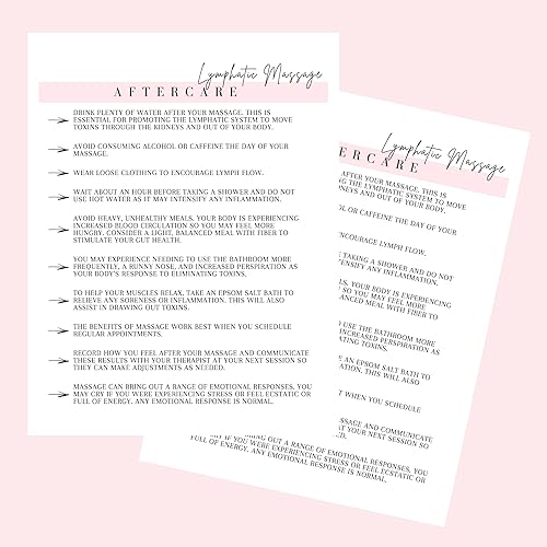 Miniatura 4 de Formulario de ingesta de masaje linfático, consentimiento y cuidado posterior | Paquete de 75 | Formularios A1 de 8.5 x 11 pulgadas | Firma de