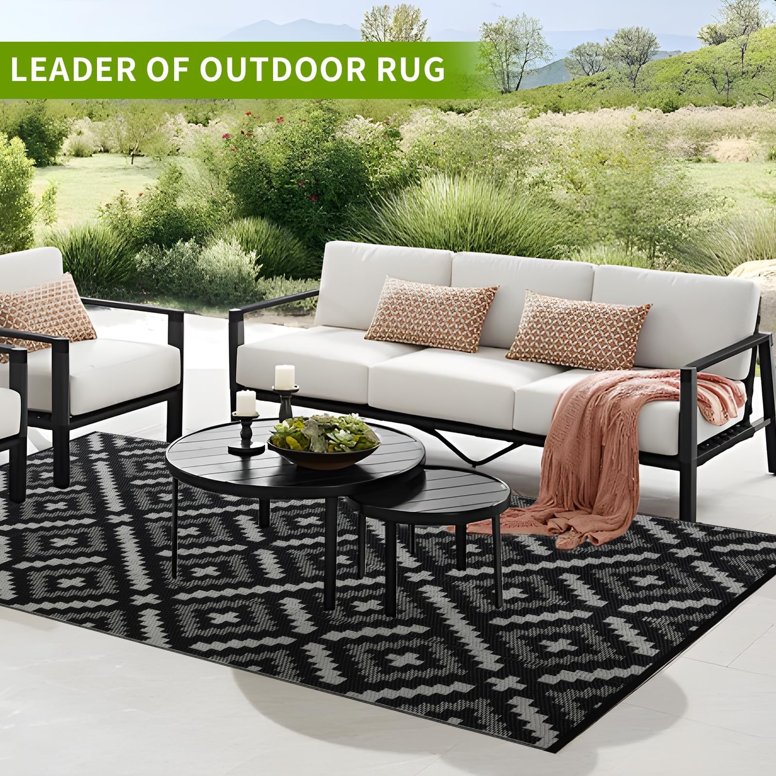 YONILE Waterproof Outdoor Rug 120x180cm, Reversible Outdoor Plastic Straw Rug for Patios Clearance, Carpet RV Mat for Camping Backyard Deck Porch
