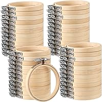 Hoteam 48 Pack 4 Inch Bamboo Embroidery Hoops Bulk - Tiny Wooden Cross Stitch Sewing Circles for Crafts, Ornaments, DIY Decor