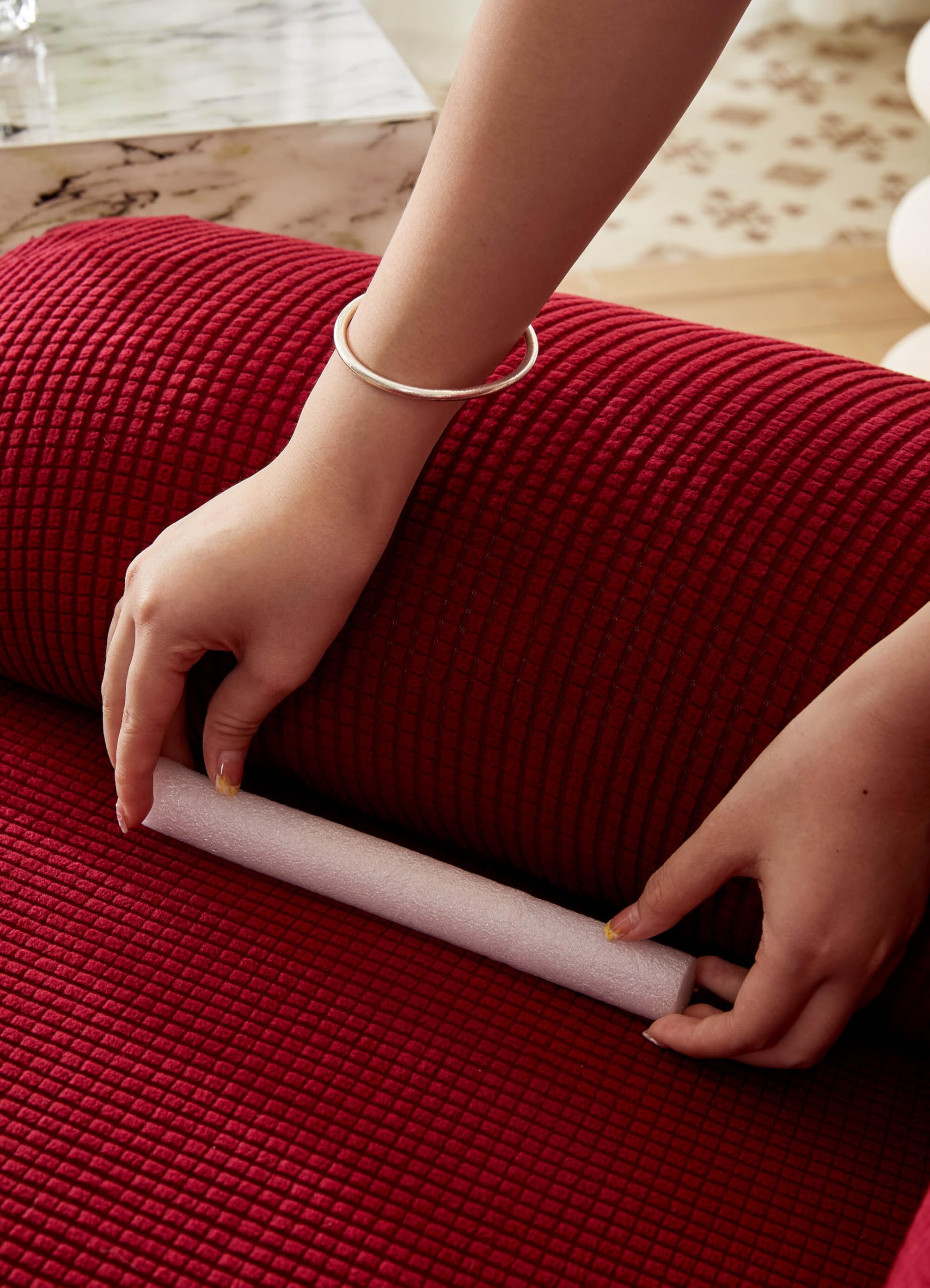 EBETA Jacquard Funda de sillón, Capuchas elásticas para sillón, Elástico Funda para sillón reclinable (Vino Tinto)