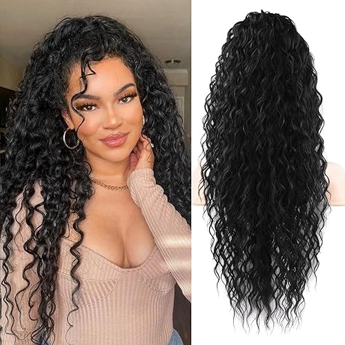 Flufymooz Ponytail Extension, 26 Inch Bohemian Style Drawstring Ponytail Hair