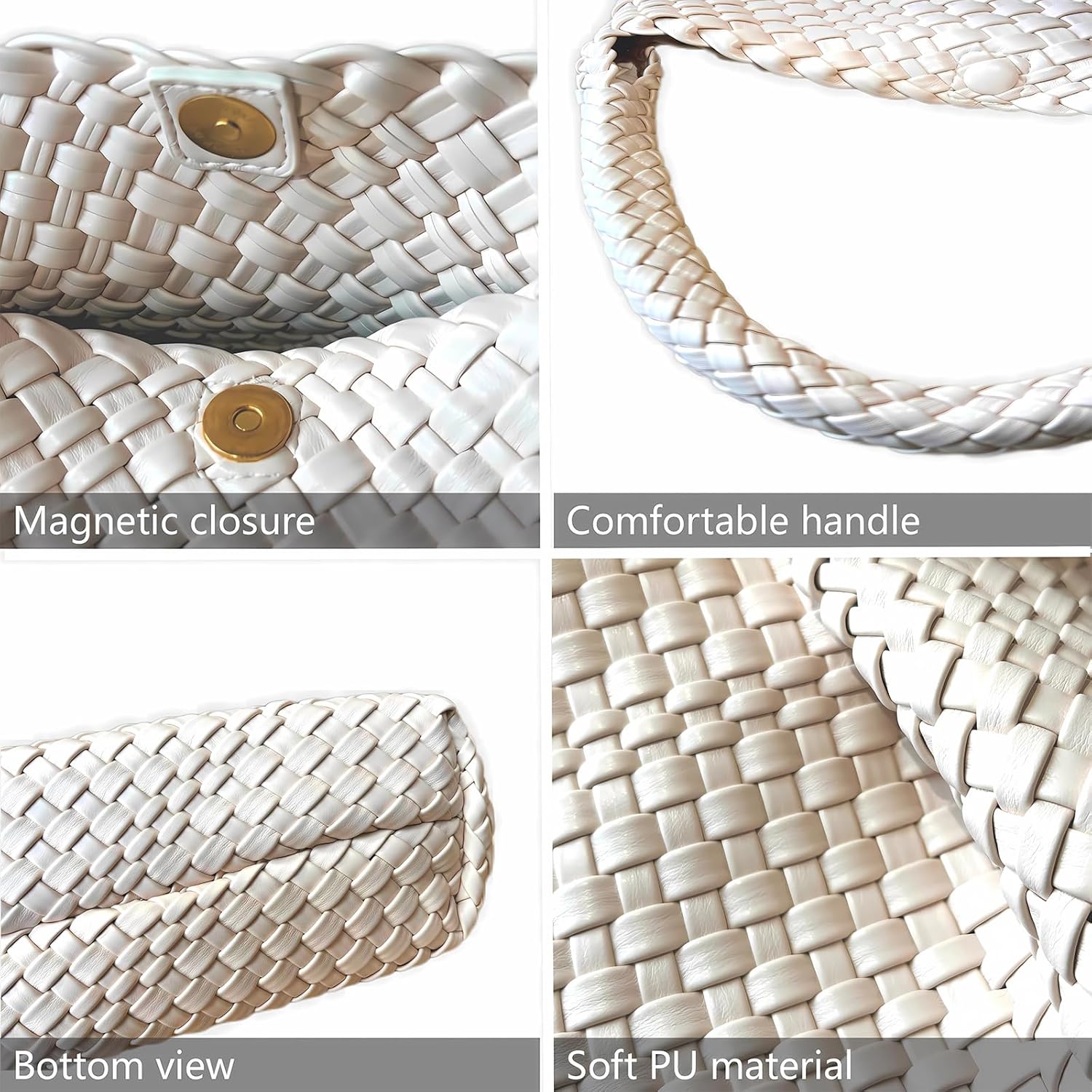 covimy Woven bag for women,Vegan Leather Woven Purse Small Shoulder Bag 2pcs