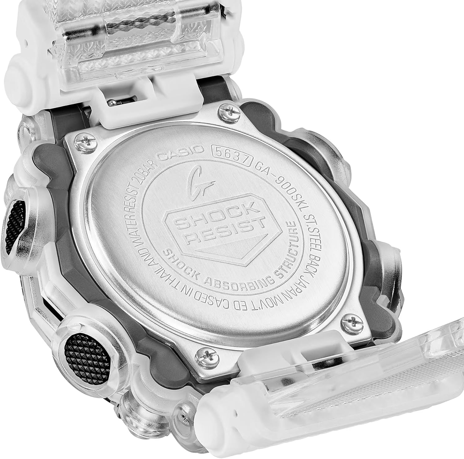 G Shock Casio GA900SKL-7A Men's Black Dial Transparent Analog Digital Alarm Chronograph Watch