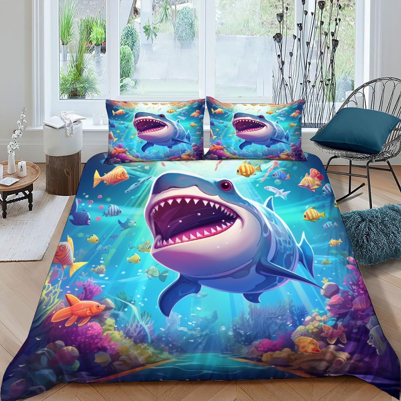 Parure de lit requin anti-plis et respirante pour finir avec les nuits trop chaudes