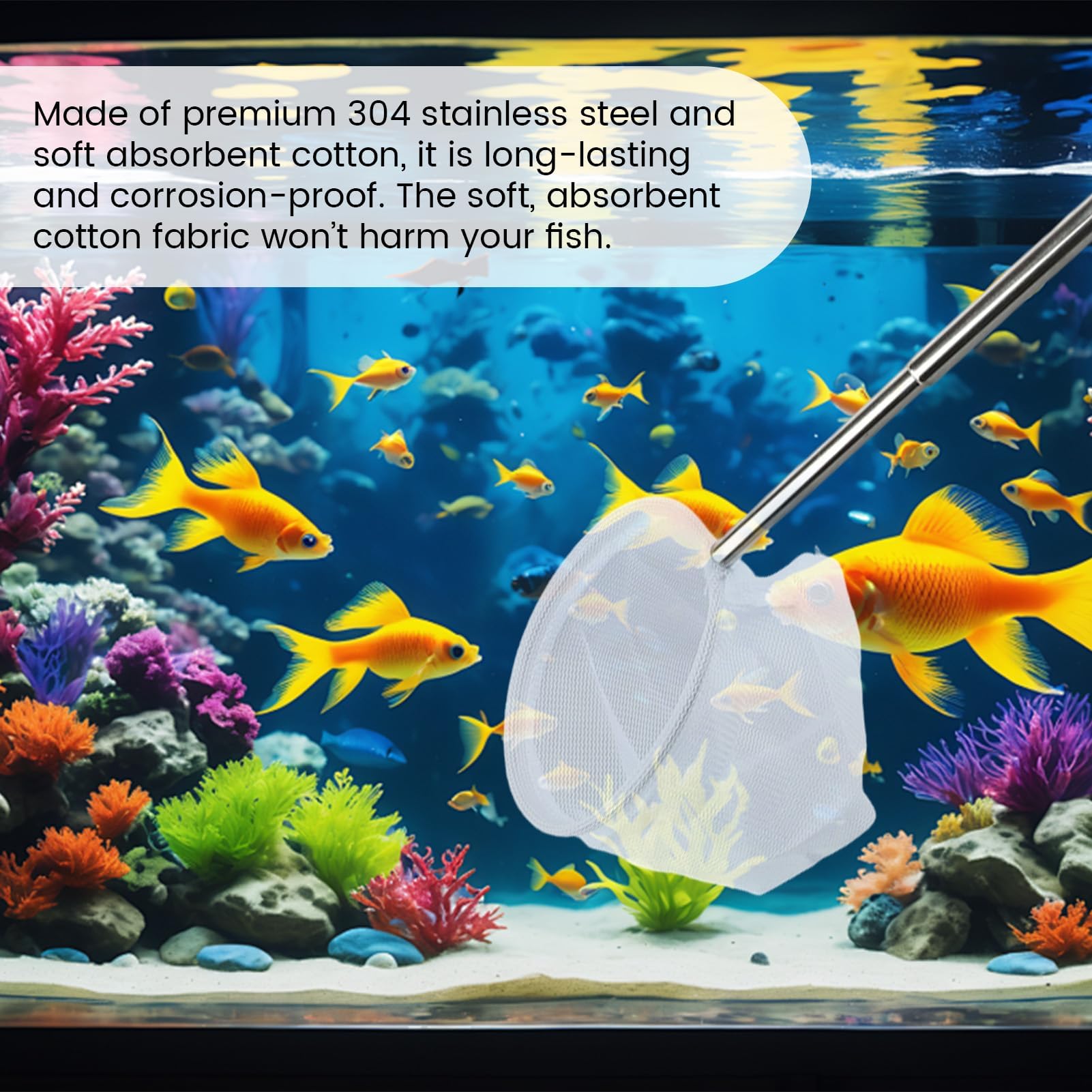 Mini Épuisette pour Aquarium avec Manche Extensible en Acier Inoxydable, pour Attraper Les Petits Poissons et Les Crevettes et pour Le Nettoyage