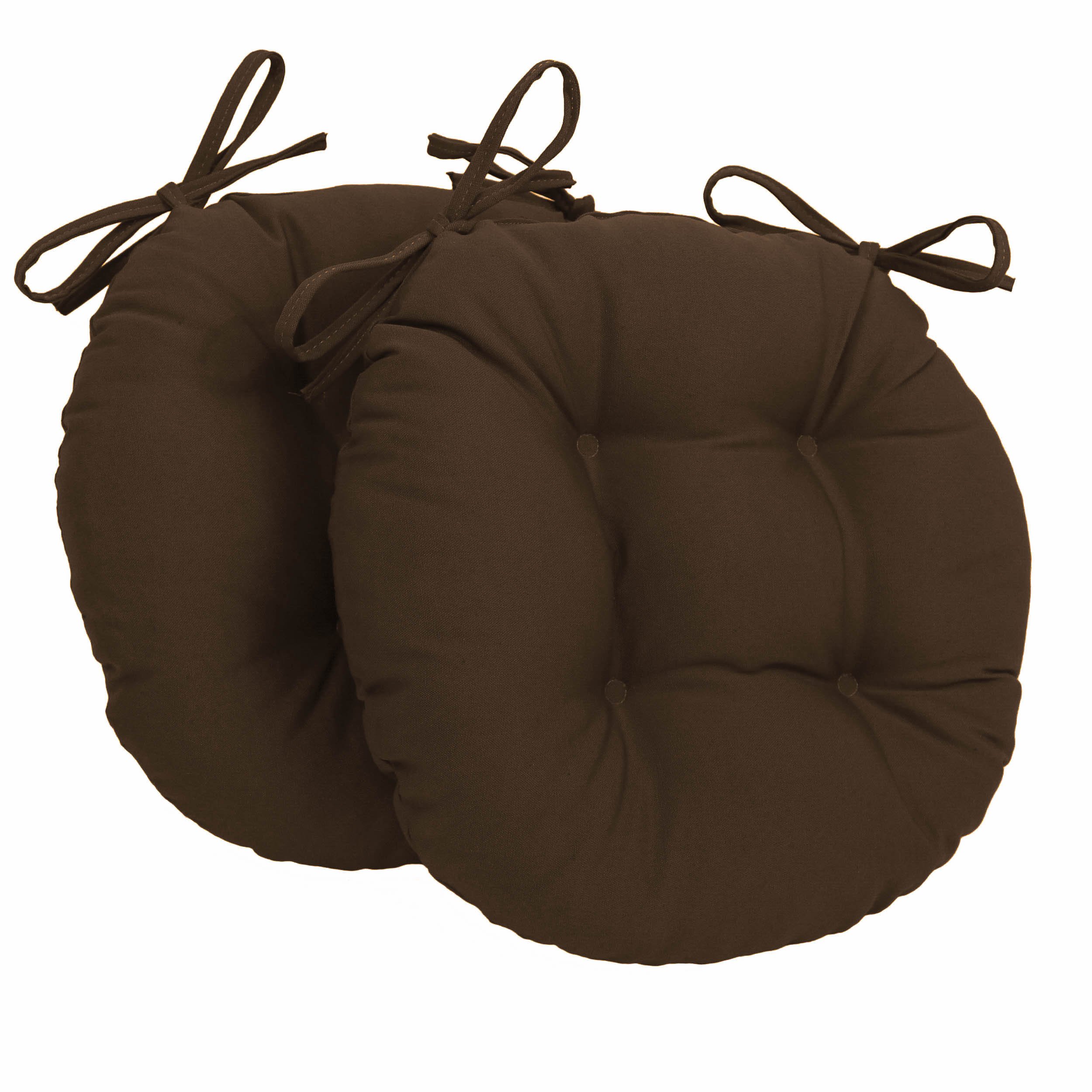 Blazing Needles 16-inch Twill Round Chair Cushion, 16" x 16", Chocolate 2 Count