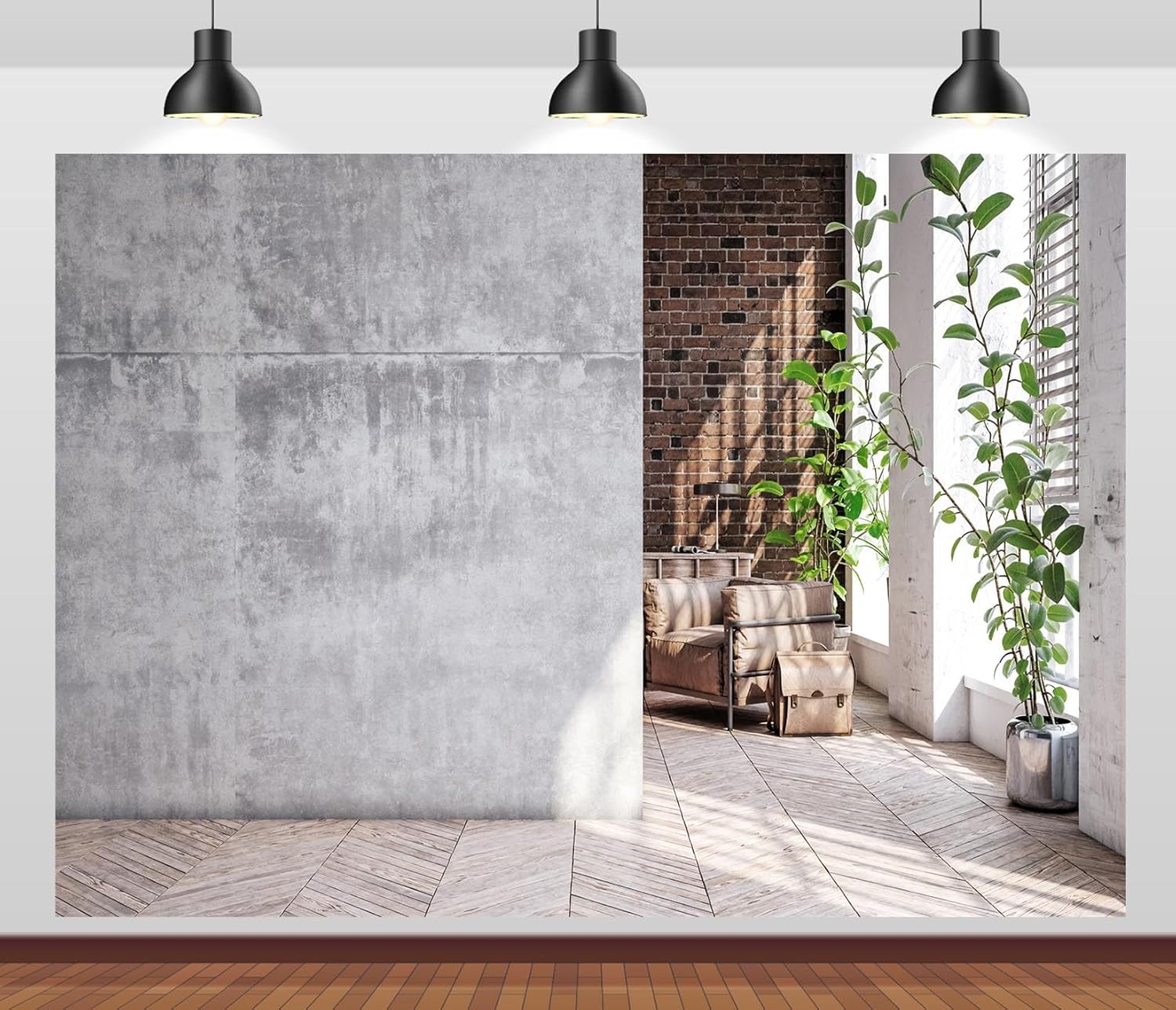 10×6.5ft Fabric Industrial Style Living Room Backdrop Interior Wooden Floor Plants Decor Concrete Wall Photography Background Home Office Wall Decor Zoom Meeting Photo Studio Props 10×6.5ft Fabric Industrial Style Living Room Backdrop Interior Wooden Floor Plants Decor Concrete Wall Photography Background Home Office Wall Decor Zoom Meeting Photo Studio Props