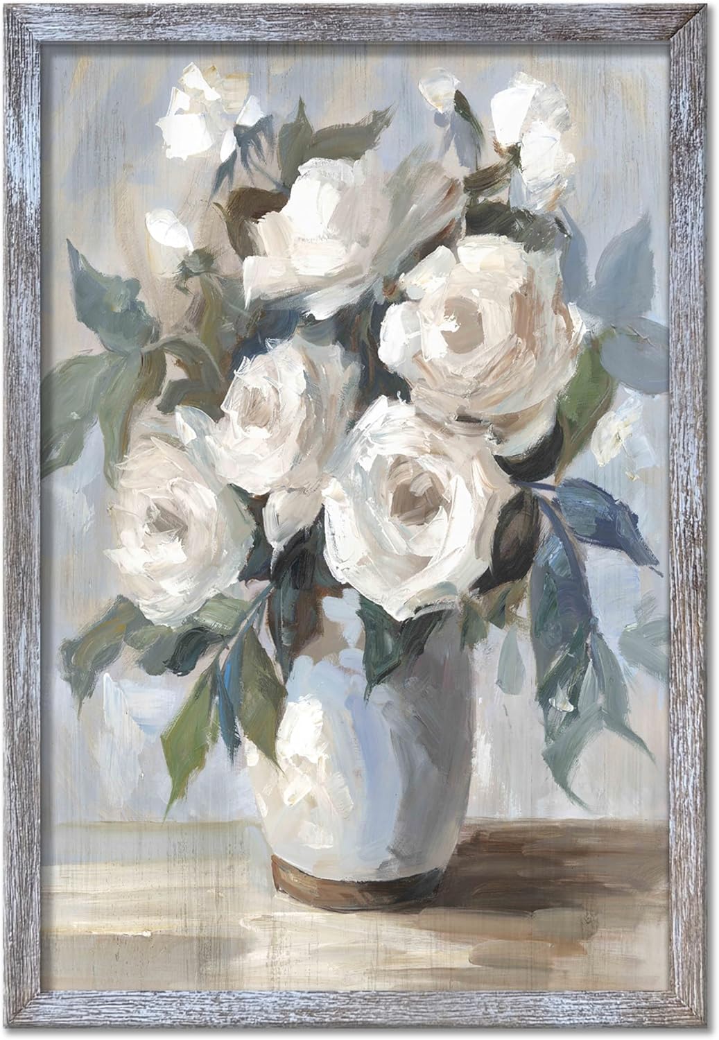 UTOP-art Floral Artwork Picture - Soft Blue Gray Flower Painting for Bathroom and Bedroom Wall Decor 11"x16"