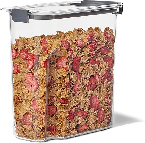 Miniatura 8 de Rubbermaid Brilliance - Recipiente para almacenar cereales con boquilla abatible, aptos para lavavajillas, diseño transparente con color azul, 32