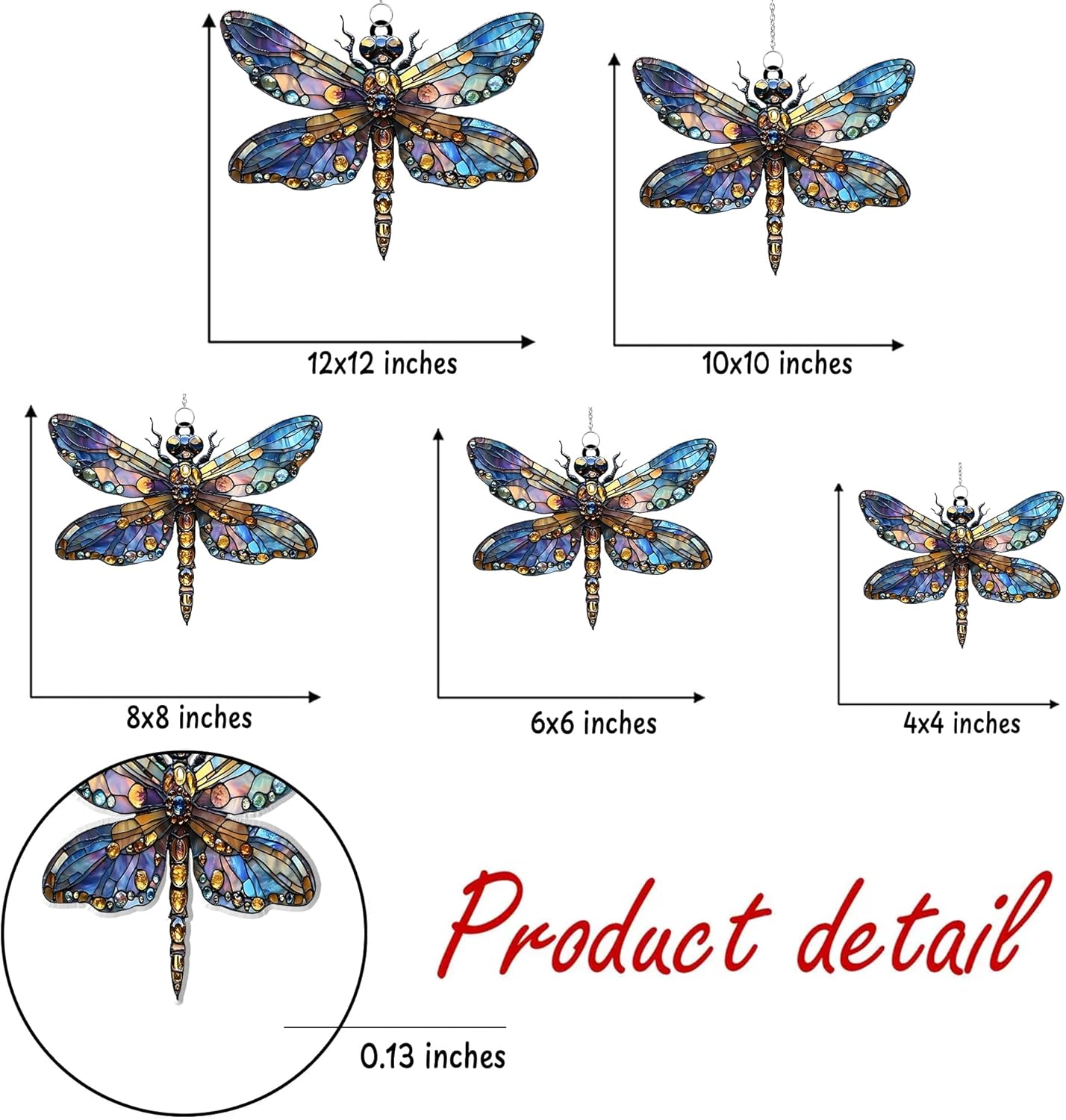 Dragonfly Acrylic Suncatcher, Bohemian Suncatchers for Window Hanging Ornament, Stained Glass Effect Indoor Outdoor Garden Decor for Dragonfly Lovers, Gifts for Mother's Day, Mom, Grandma, Wife, Women