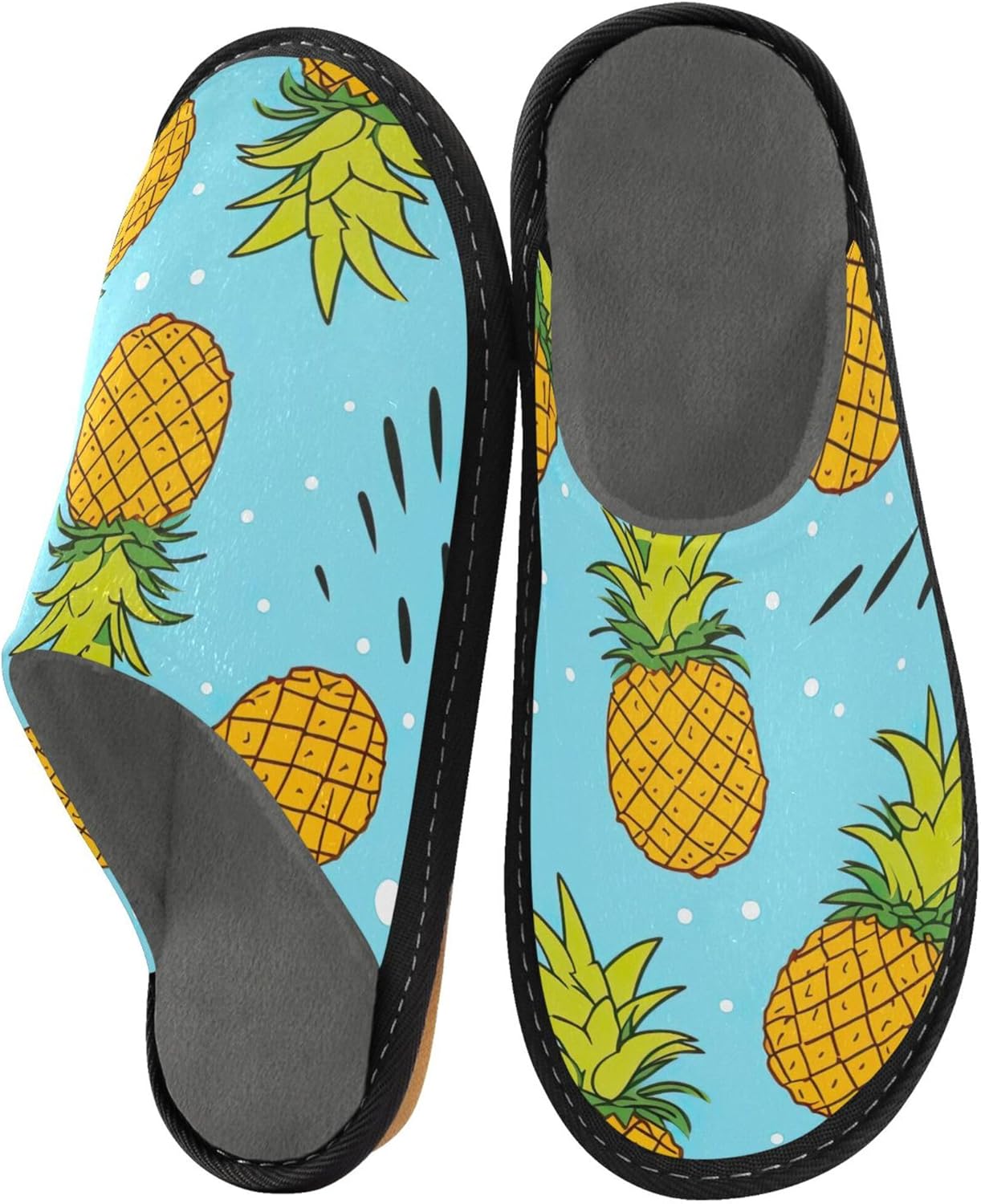 Funny Pineapple Fruit House Slippers – Cozy Fuzzy Slippers for Guests, Washable & Disposable, Perfect for Shoeless Home, Spa & Hotel Use A112163