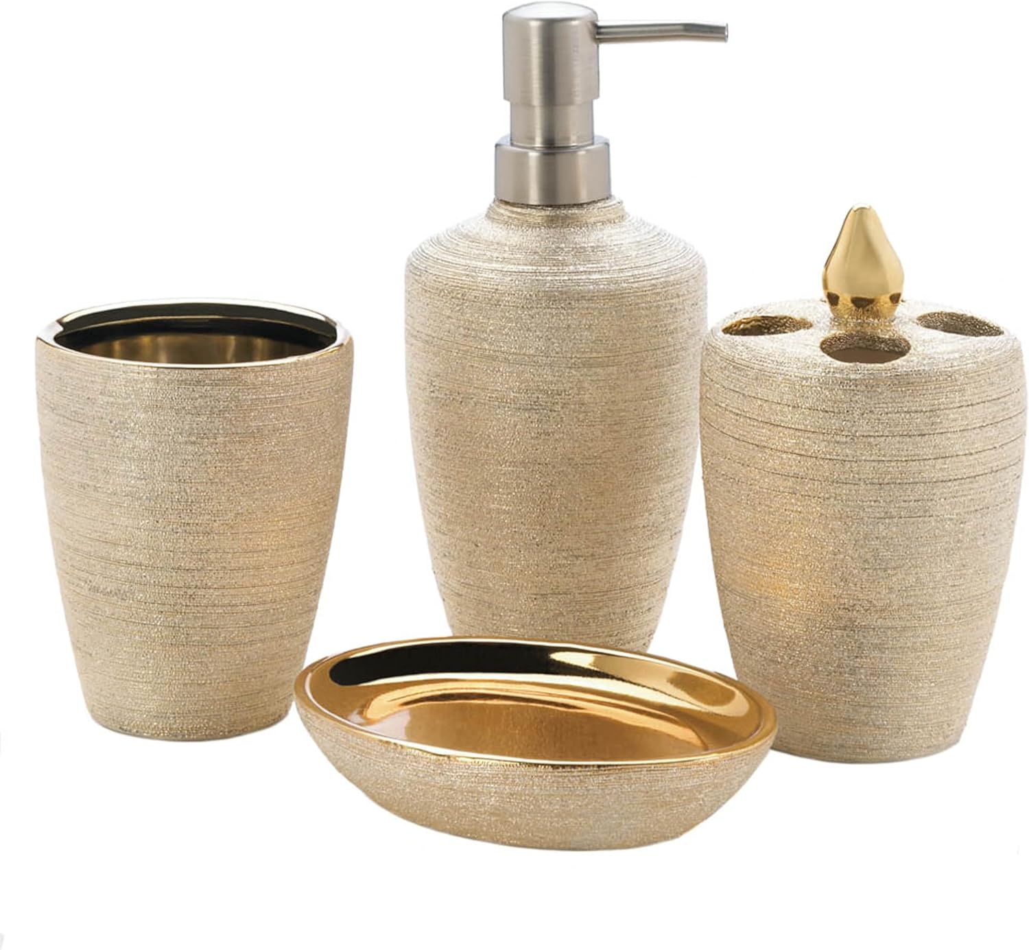 Golden Shimmer Bath Accessory Set 3.37x3.37x7.12