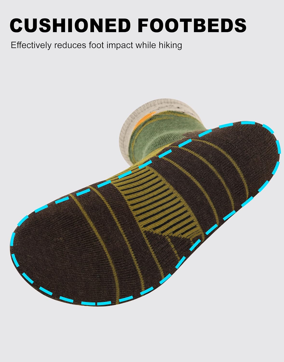 Pioneer Camp Merino Wool Hiking Socks for Men & Women Cozy Running Socks Cushioned Breathable Athletic Work Hunting - 3 Pairs