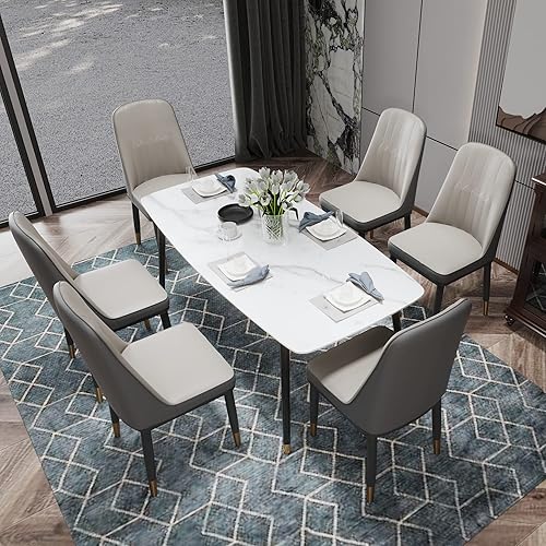 Miniatura 4 de Juego de 4 sillas de comedor, tapizadas de poliuretano, con superficie impermeable y patas de metal para comedor, dormitorio, cocina, restaurante,