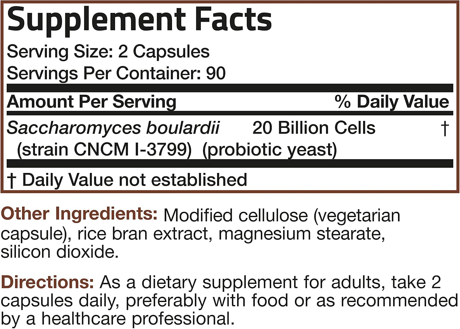 Saccharomyces Boulardii Probiotic 20 Billion CFU Clinically Tested Proprietary Strain, 180 Vegetarian Capsules