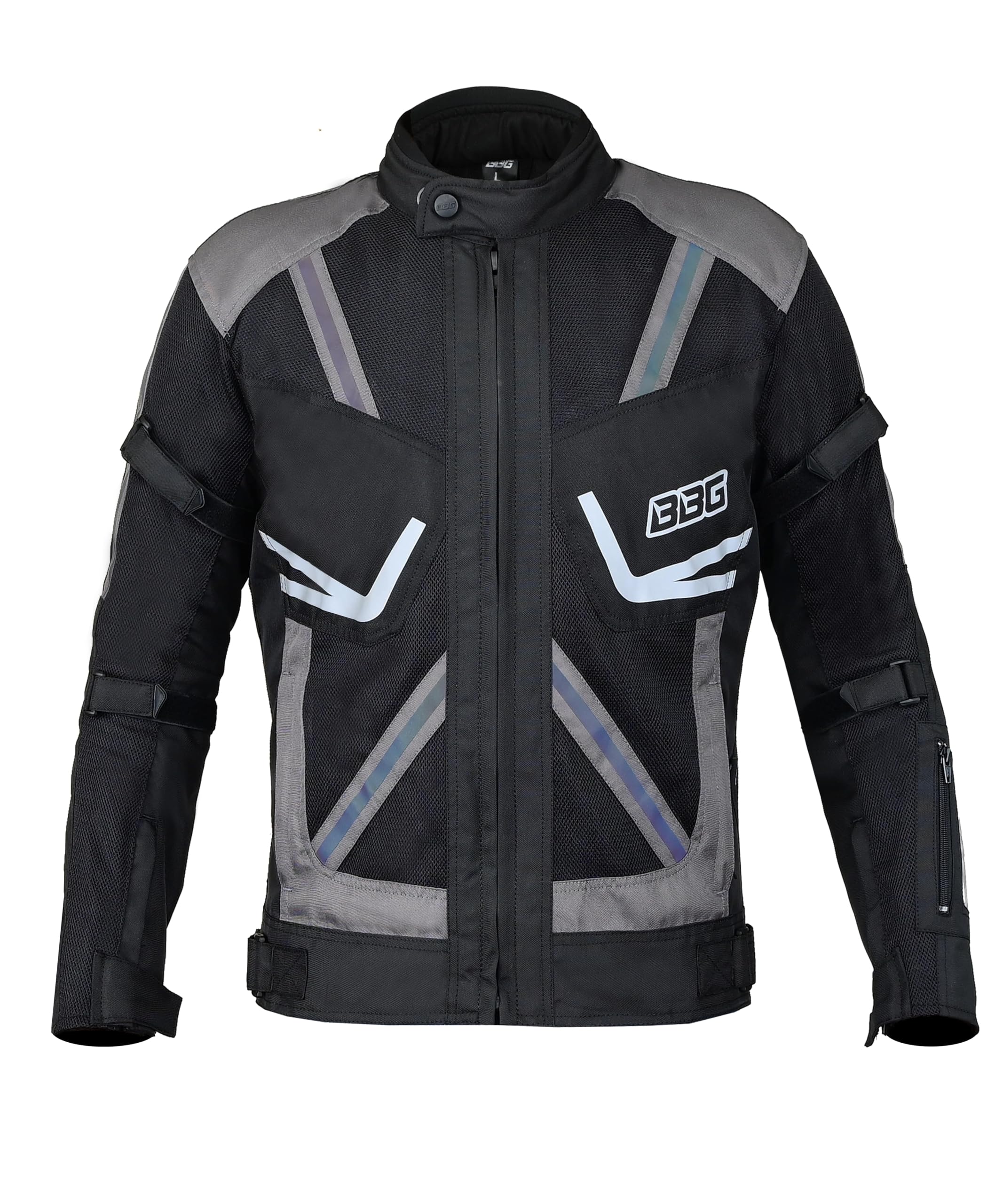 BIKING BROTHERHOOD Indy Grey Riding Jacket, All-Season Motorcycle Jacket with Armor Protection |abrasion Resistance |Include Chest guard | Slim Fit | With Reflective print | Grey-image-13