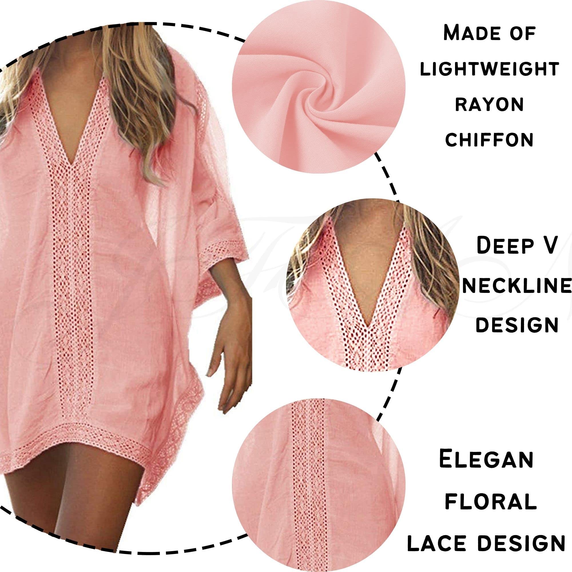 JFAN Cache Maillot de Bain Femme Plage Chemise Été V-Cou Bikini Cover Up Cache Maillots Sarongs Robe de Plage Femme