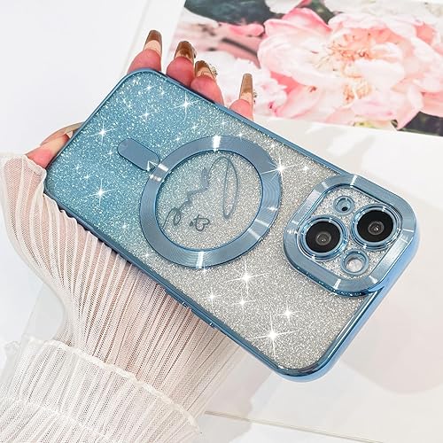 Vista 159 de Fiyart - Funda transparente magnética con purpurina para iPhone 12 para mujeres, con grabado "Love" metálico, protección para cámara y antigolpes