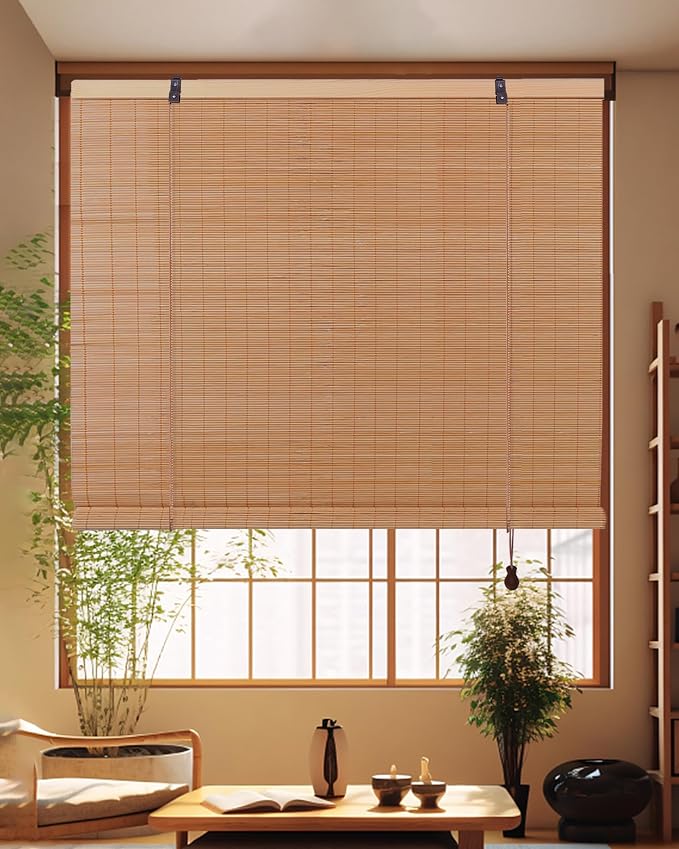 Cortina romana de bambú 35" x 64" FoundGo marrón miniatura 9
