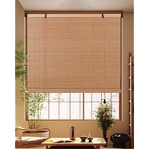 FoundGo Bamboo Blinds No drilling, Width x Height 60x120cm Retro Wooden Blinds Roman Bamboo Roll Up Curtain Light Filtering Shades for Windows, Indoor