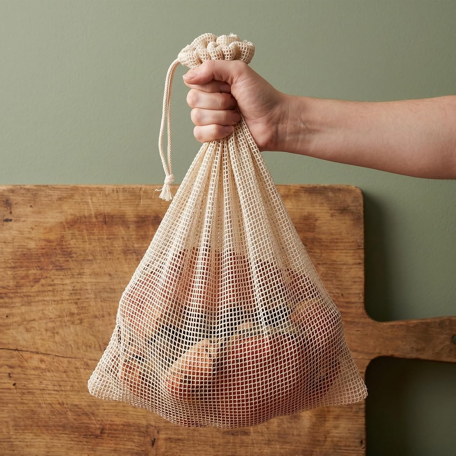 Cabilock 5pcs Reusable Cotton Mesh Seafood Steamer Bags with Drawstring Closure and Antileak Protection for Boiling Veggies and Seafood in Kitchen Use, 11.8x15.75 Inches