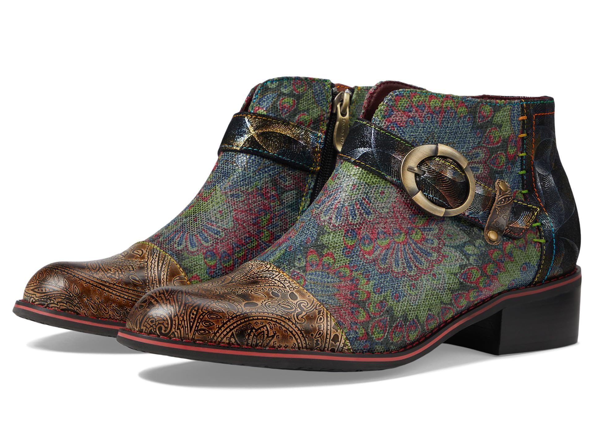 Georgiana-Scope Booties for Women - Ankle Boots with Zipper Closure - Hand-Painted Ladies Boots for Outdoor