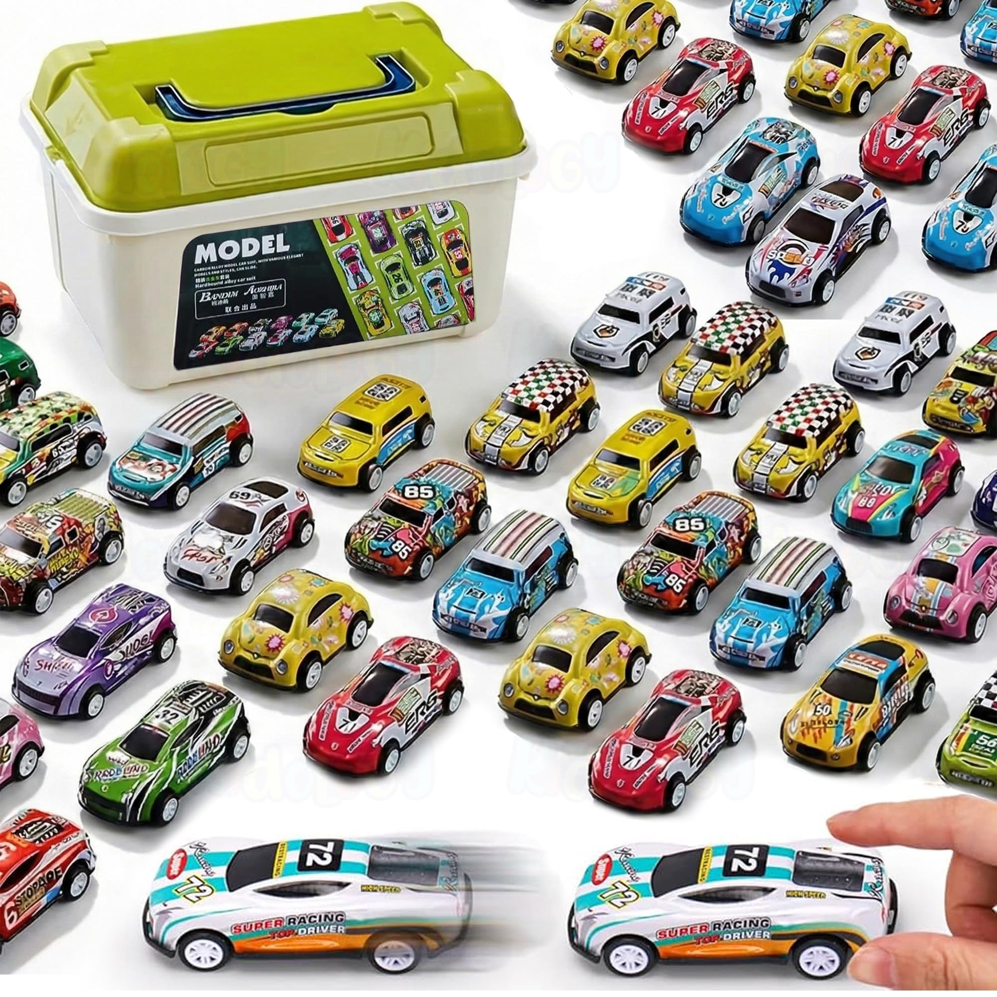 Kidology 50PCS Unbreakable Die-Cast Cars with Storage Box Pull Back Cars for Kids Perfect Toys for Boys & Girls Aged 3-8, Ideal for Holiday or Birthday Gifts for Children Aged 3-8,multicolor