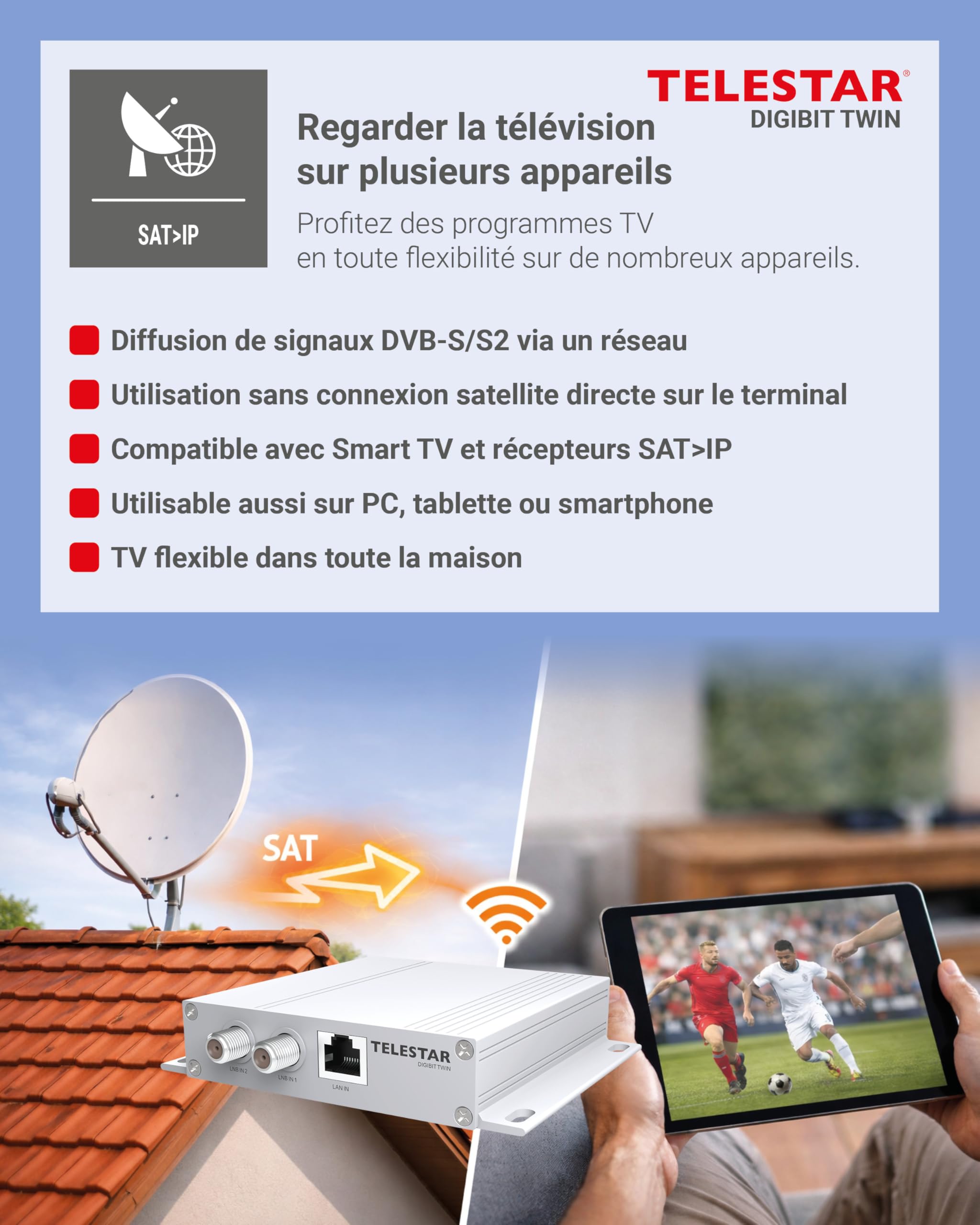 TELESTAR DIGIBIT Twin – Routeur Sat>IP pour 2 utilisateurs – Argent