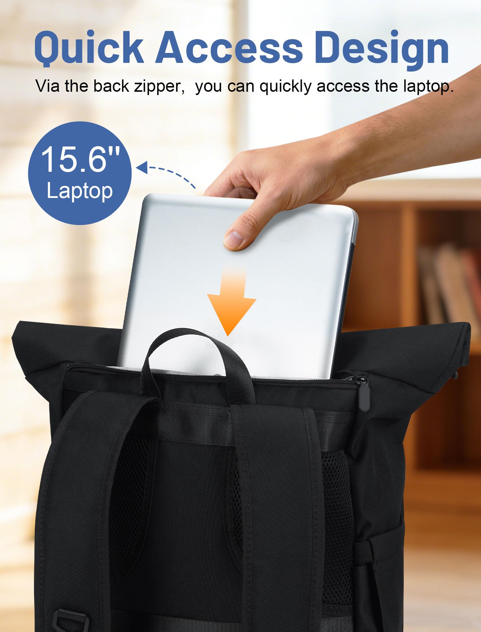 Plecak Dzienny Unisex, Rolowana Góra, Wodoodporny, dla Laptopa 17,3", Sprawdzi się w Szkole, Pracy, Podróży i w Miejskiej Codzienności