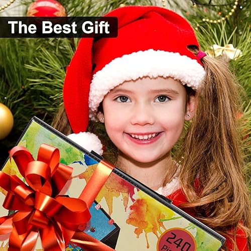 Miniatura 3 de Suministros de arte kit de arte de dibujo de 240 piezas estuche de regalo con caballete triple de doble cara incluye blocs de bocetos pasteles al