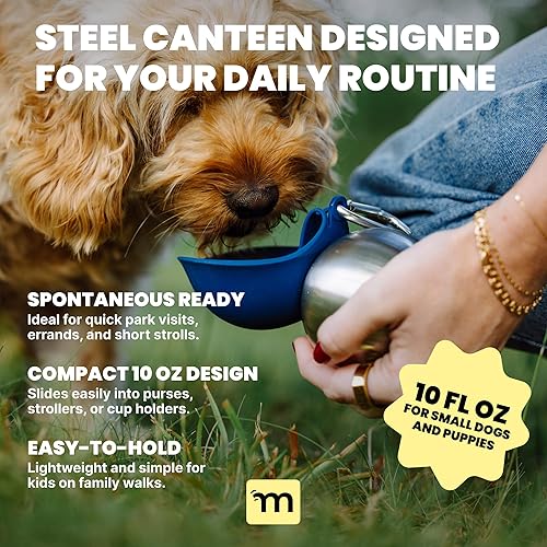 Miniatura 2 de MalsiPree 2-in-1 Portable Dog Water Bottle and Travel Bowl for Small Dogs - Stainless Steel Dog Water Jug for Walking, Hiking, and Car Trips -
