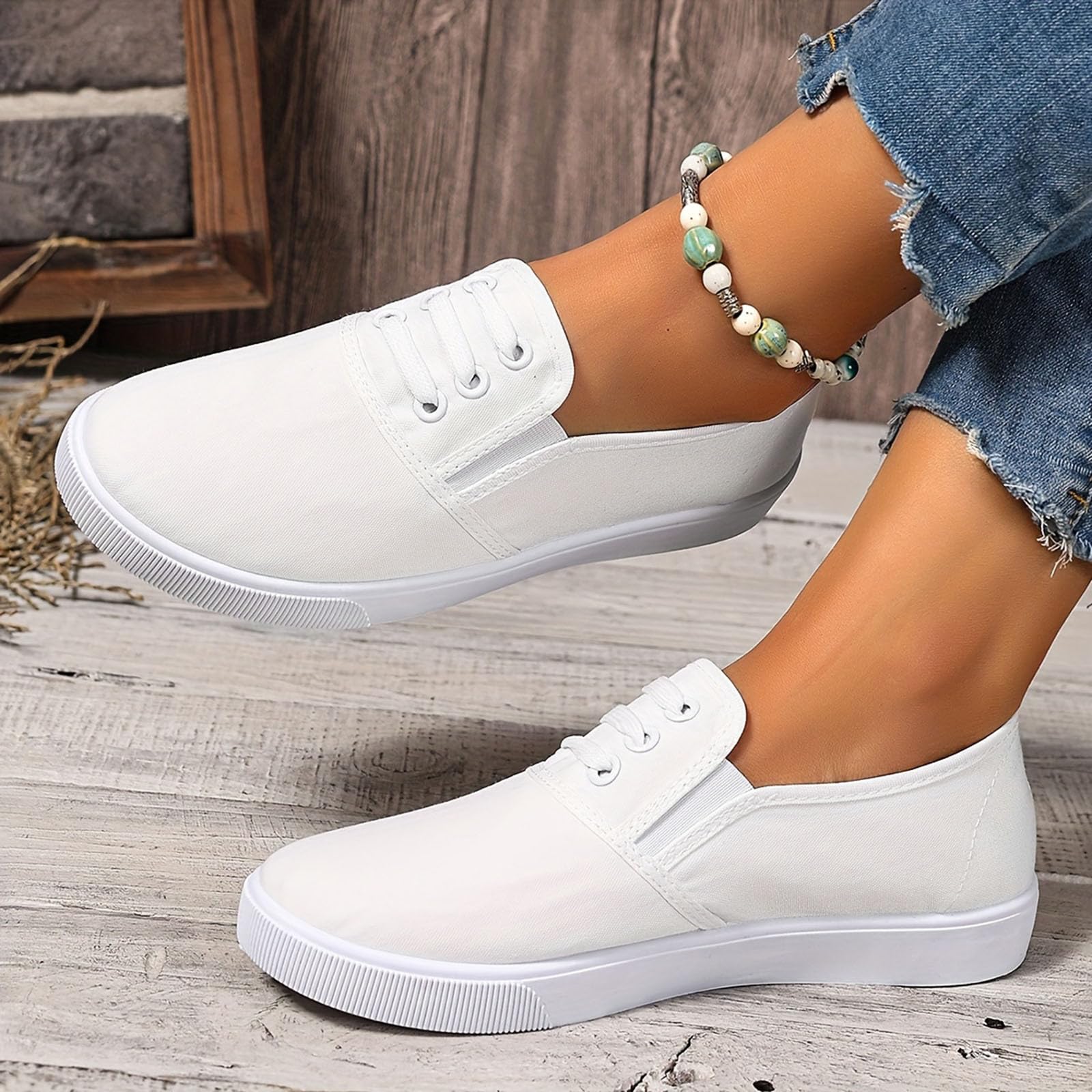 Scarpe Donna, in Tela in Tessuto da da Ginnastica in Tela da da Ginnastica in Tessuto Casual da Passeggio da Barca Estive Basse Mocassini Slip On, Tendenza 2025