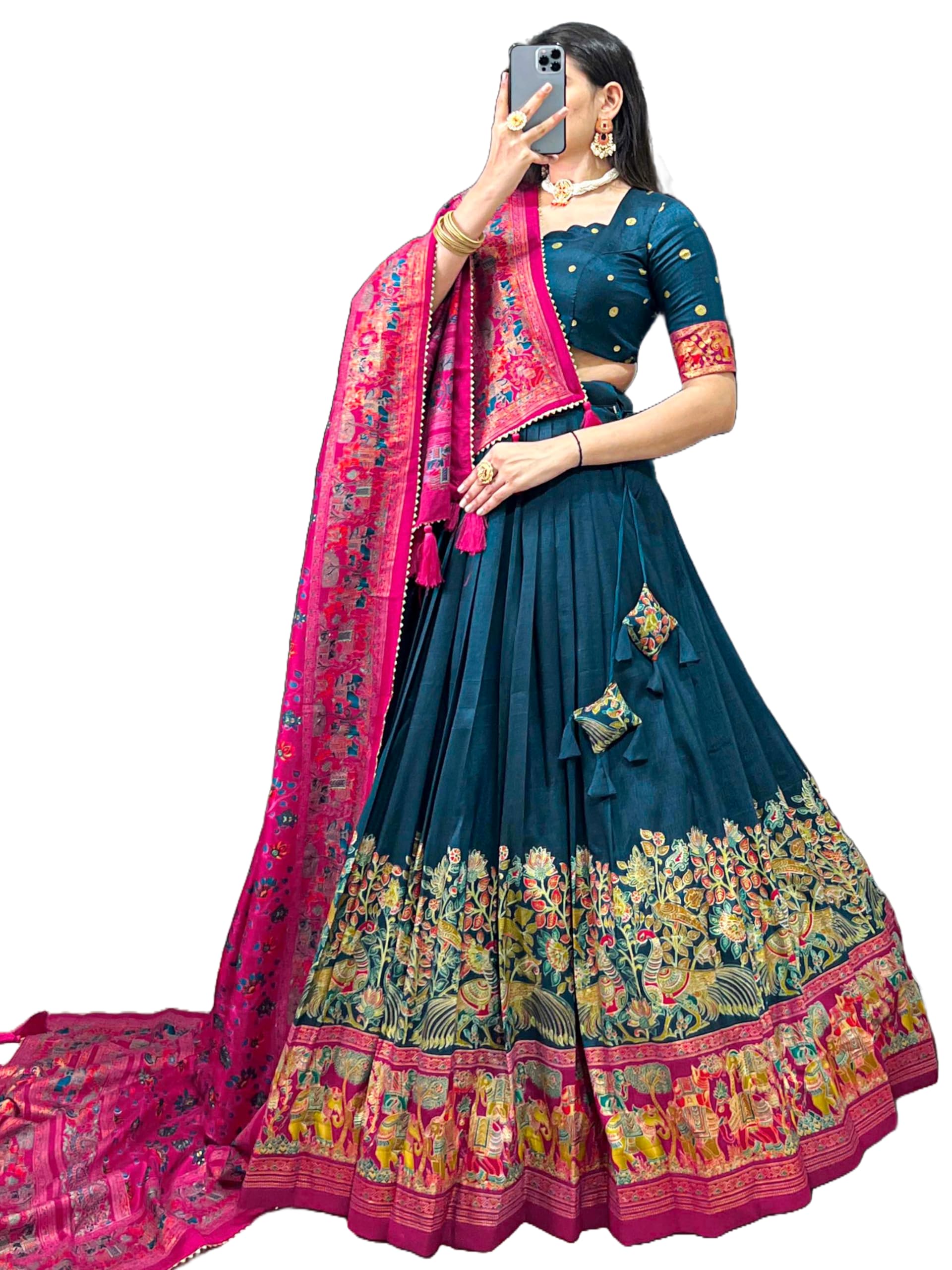 sd collection Women's Wedding Special Tussar Silk Printed Lehenga Choli Set Elegant Traditional Lehenga Choli Set with Dupatta and blouse-picture-50