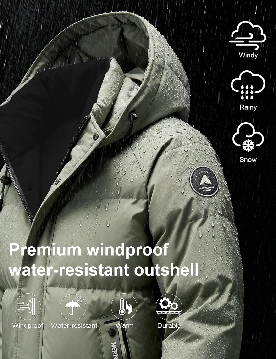 Flygo Puffer Jacket Men Winter Coats Hooded Insulated Quilted Jackets Waterproof Thicken Parka Snow Jackets - Image 3