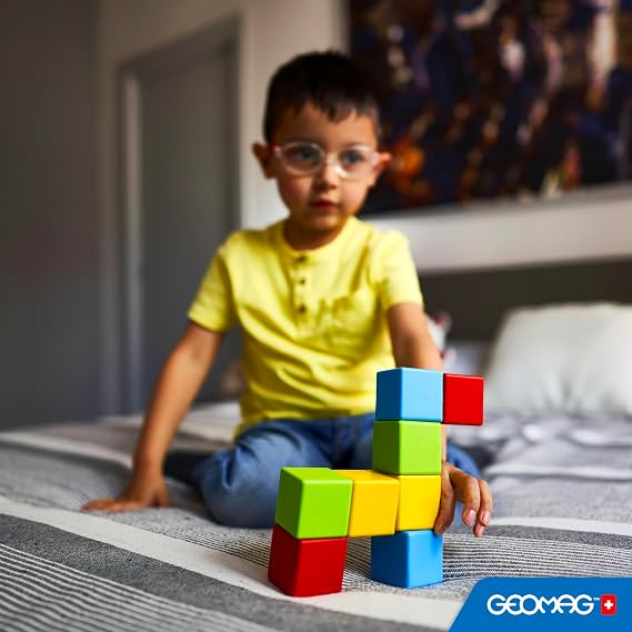 Geomag Magicube 8pcs Magnetic Blocks - Magnetic Building Blocks for Toddlers 1-3, Montessori Toys for 1+ Year Old, Autism Sensory Product, Magnets for Kids