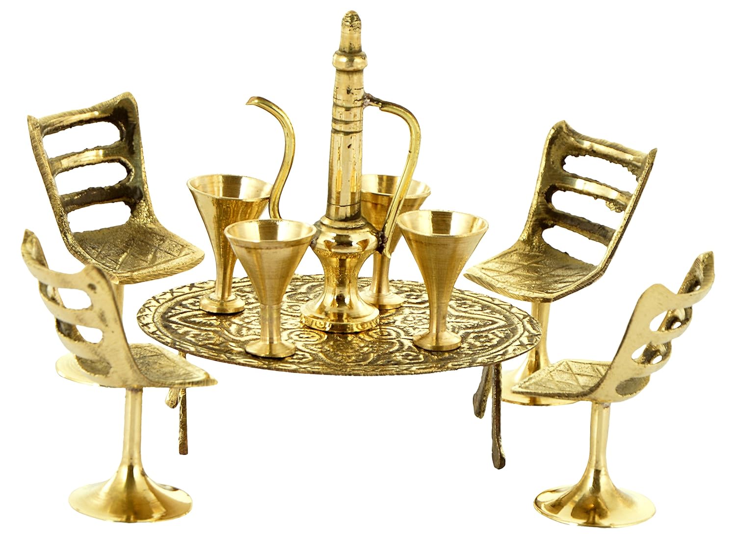 Maximilian Brass Dinning Table Showpiece Set (8 cm x 6 cm x 3 cm, Gold