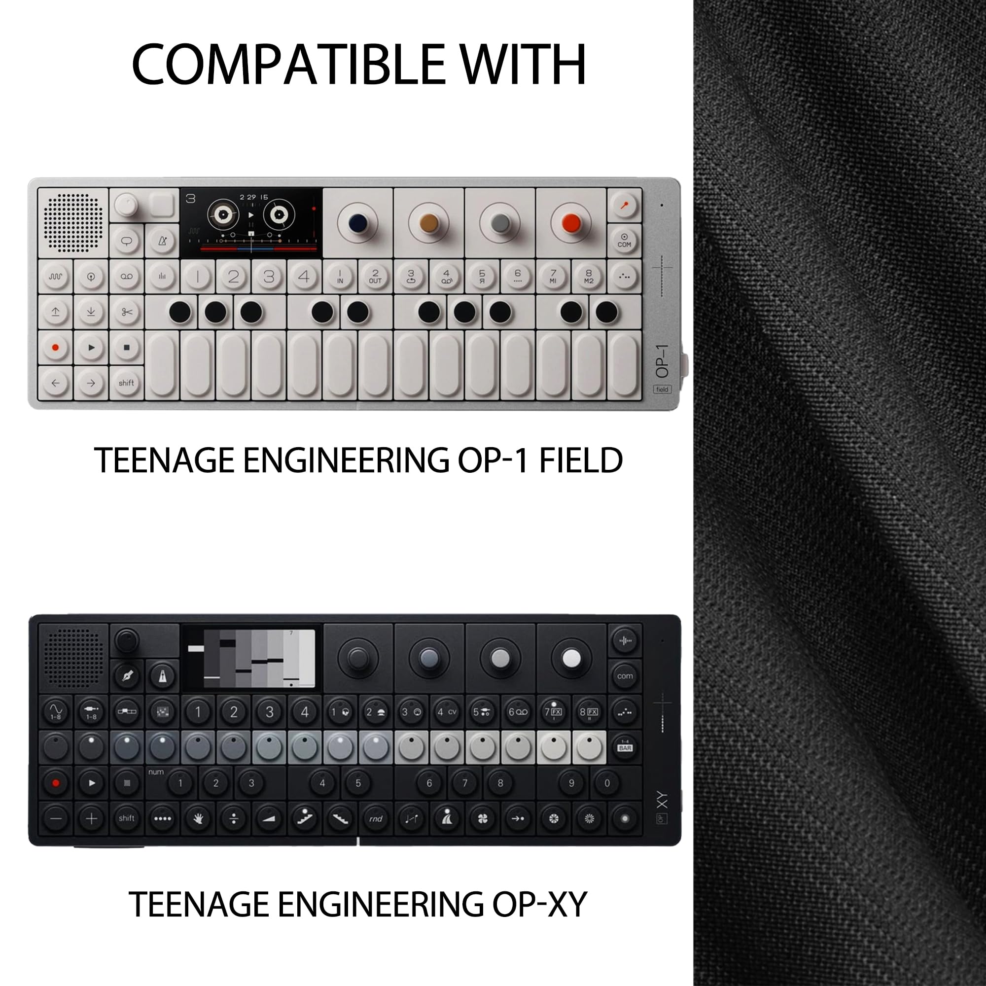 Musiin Custodia per sintetizzatore audio compatibile con Teenage Engineering OP-1 Field/OP-XY, custodia portatile per attrezzatura musicale con tasca superiore in rete e struttura scanalata per un